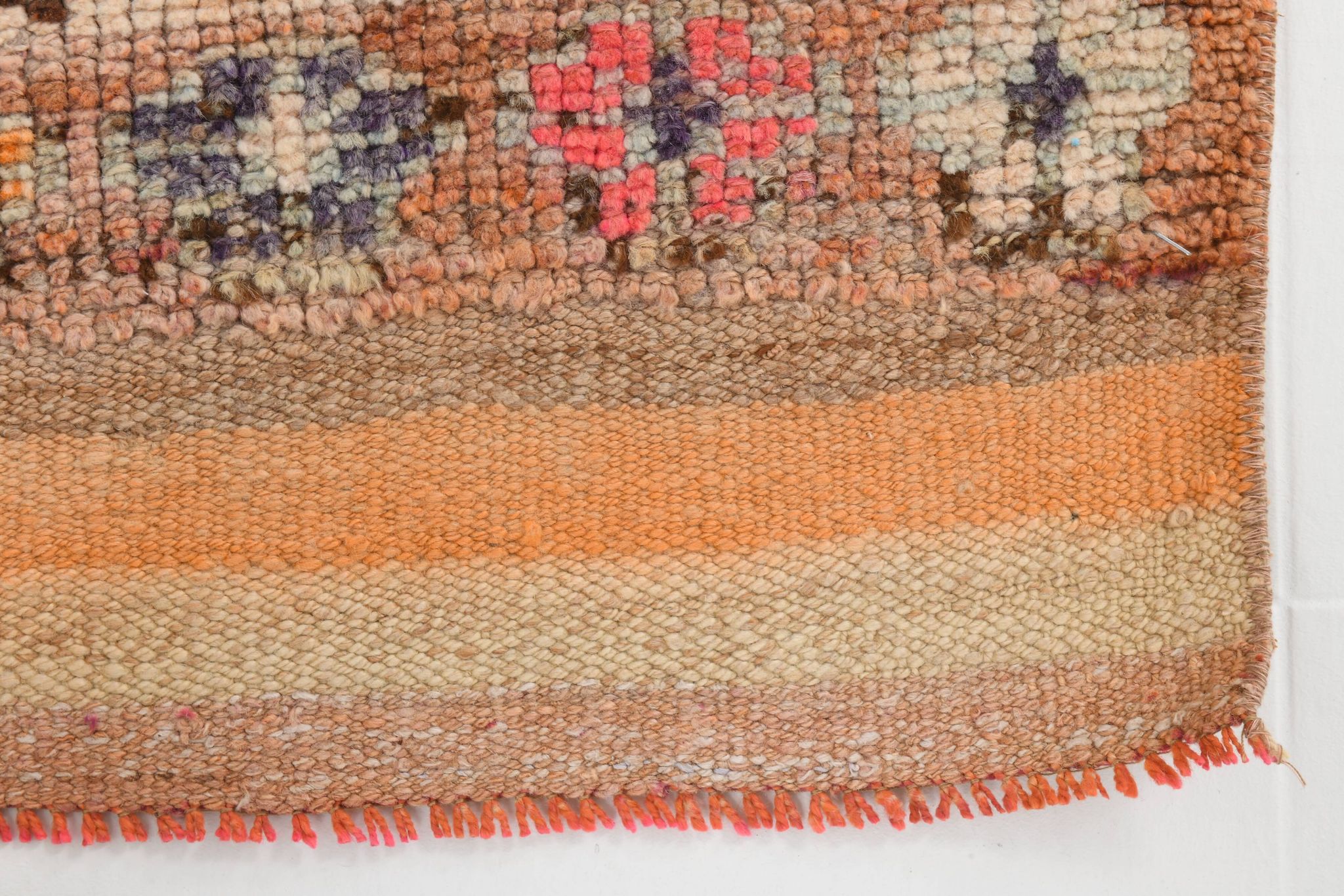 3x11 Pink Salmon Oriental Vintage Runner Rug, 99x341Cm