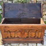 Richly carved solid oak chest from the 17th century