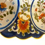 Dish, egg server in hand-painted earthenware, signed Geo Martel