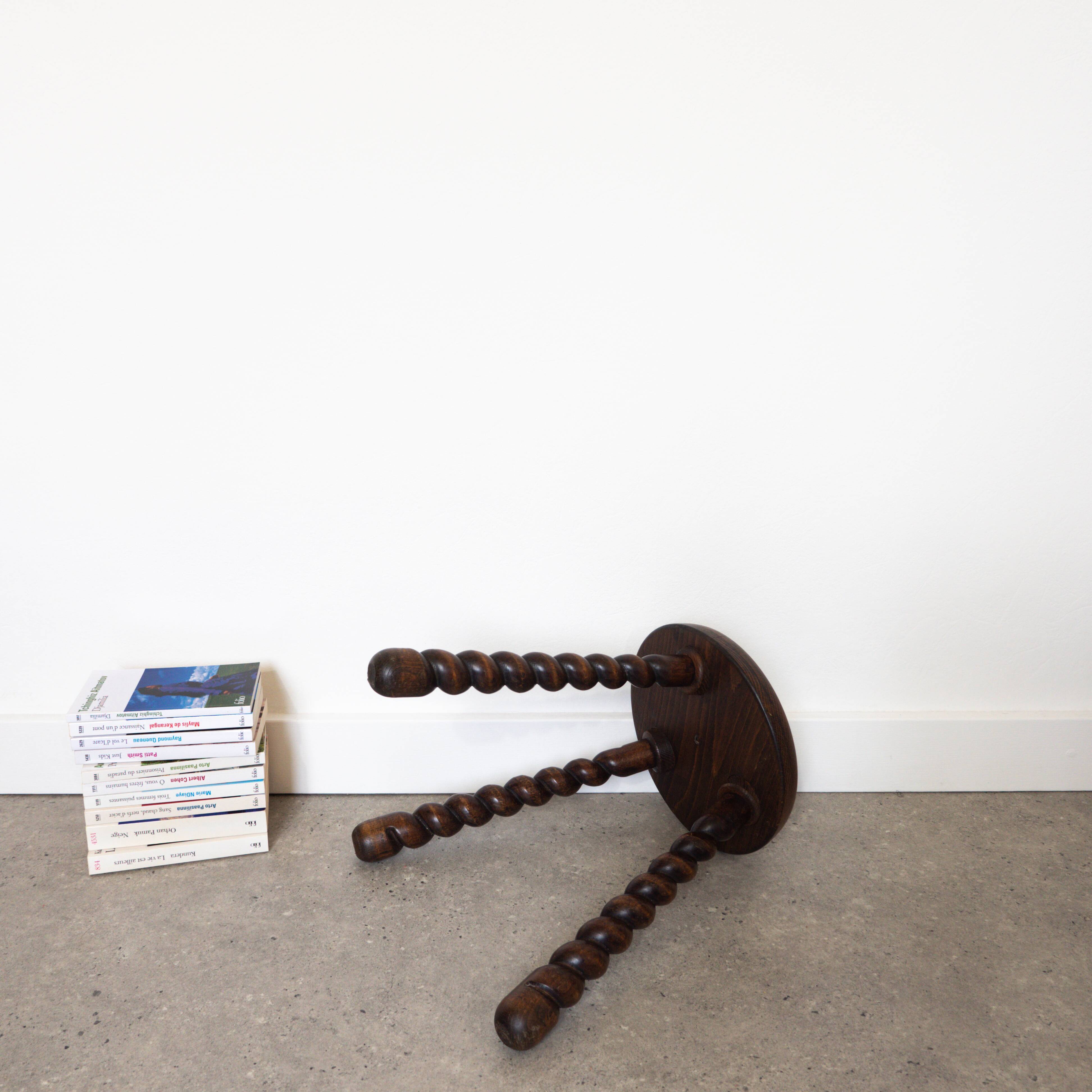 Twisted solid wood stool