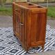 Narrow sideboard, art deco in light walnut, gray marble top