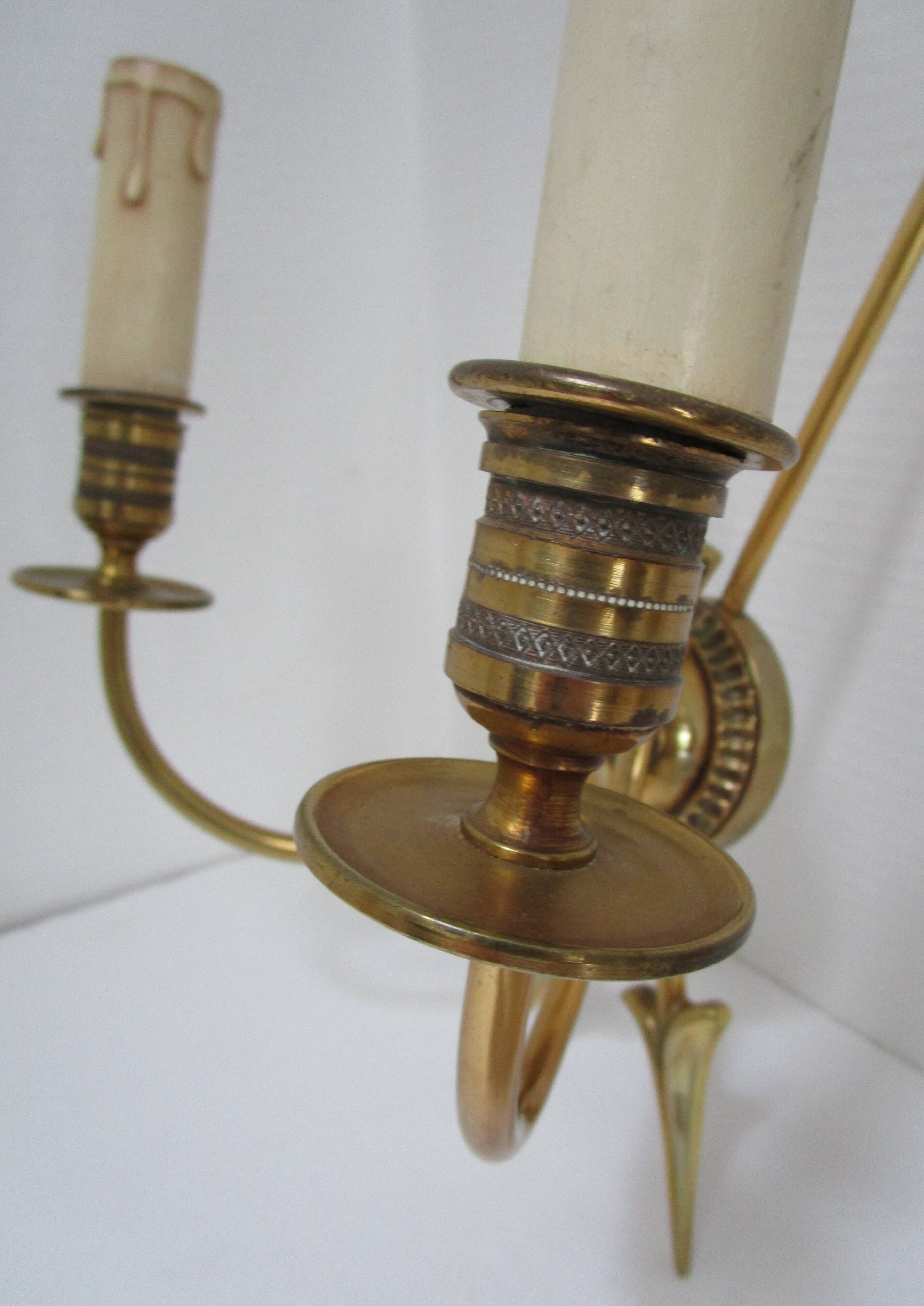 Pair of bronze crossed arrow wall lights Lucien Gau