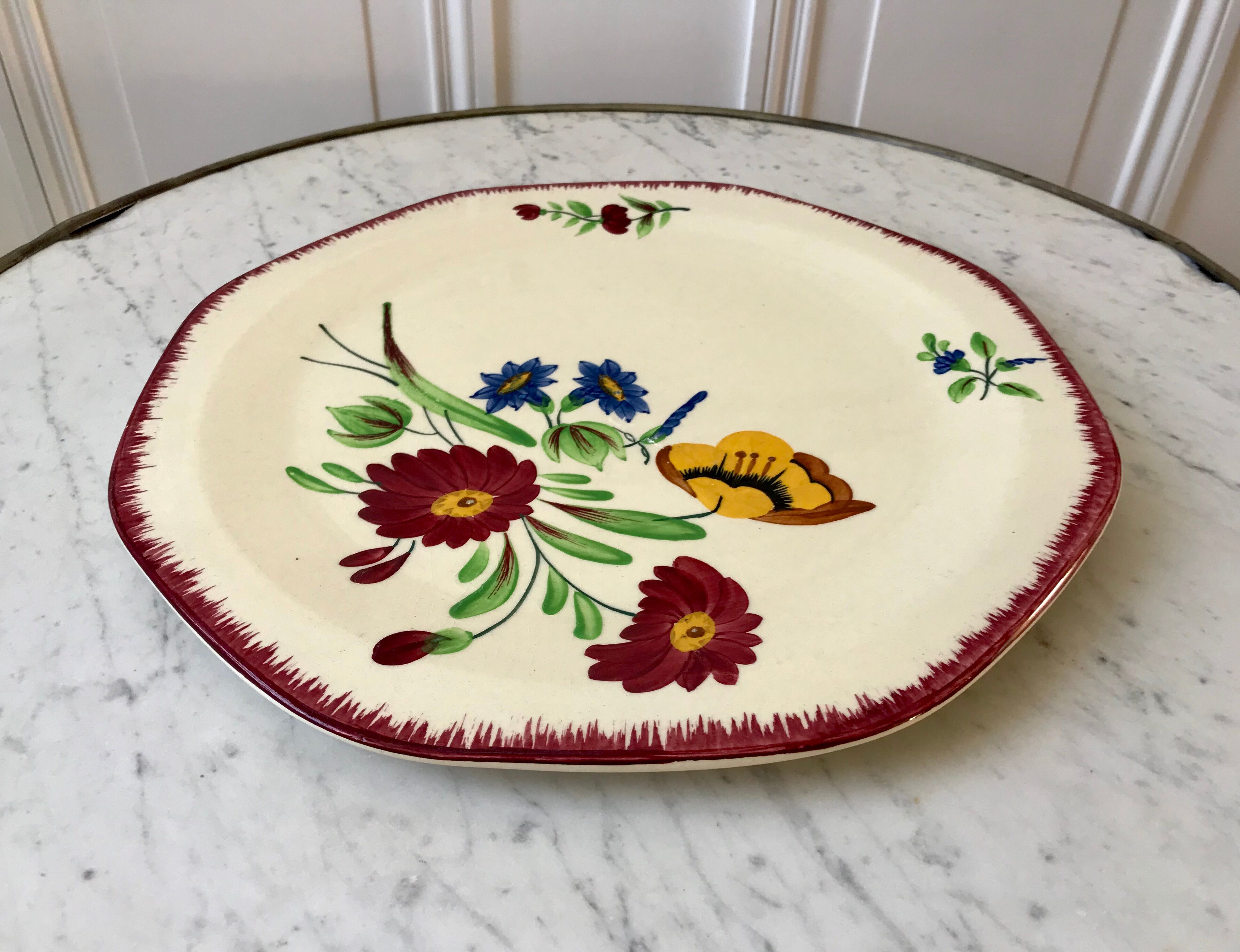 Pie dish Pexonne hand painted model "Ophelia" 40s