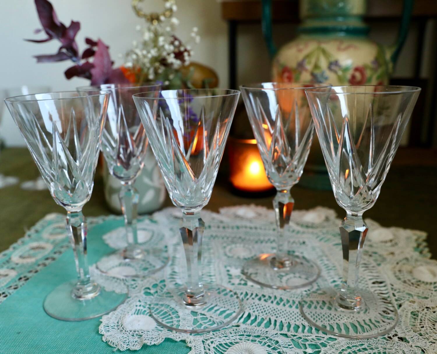 5 verres à vin rouge en cristal Saint Louis