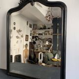 Napoleon III mirror in black wood with pediment
