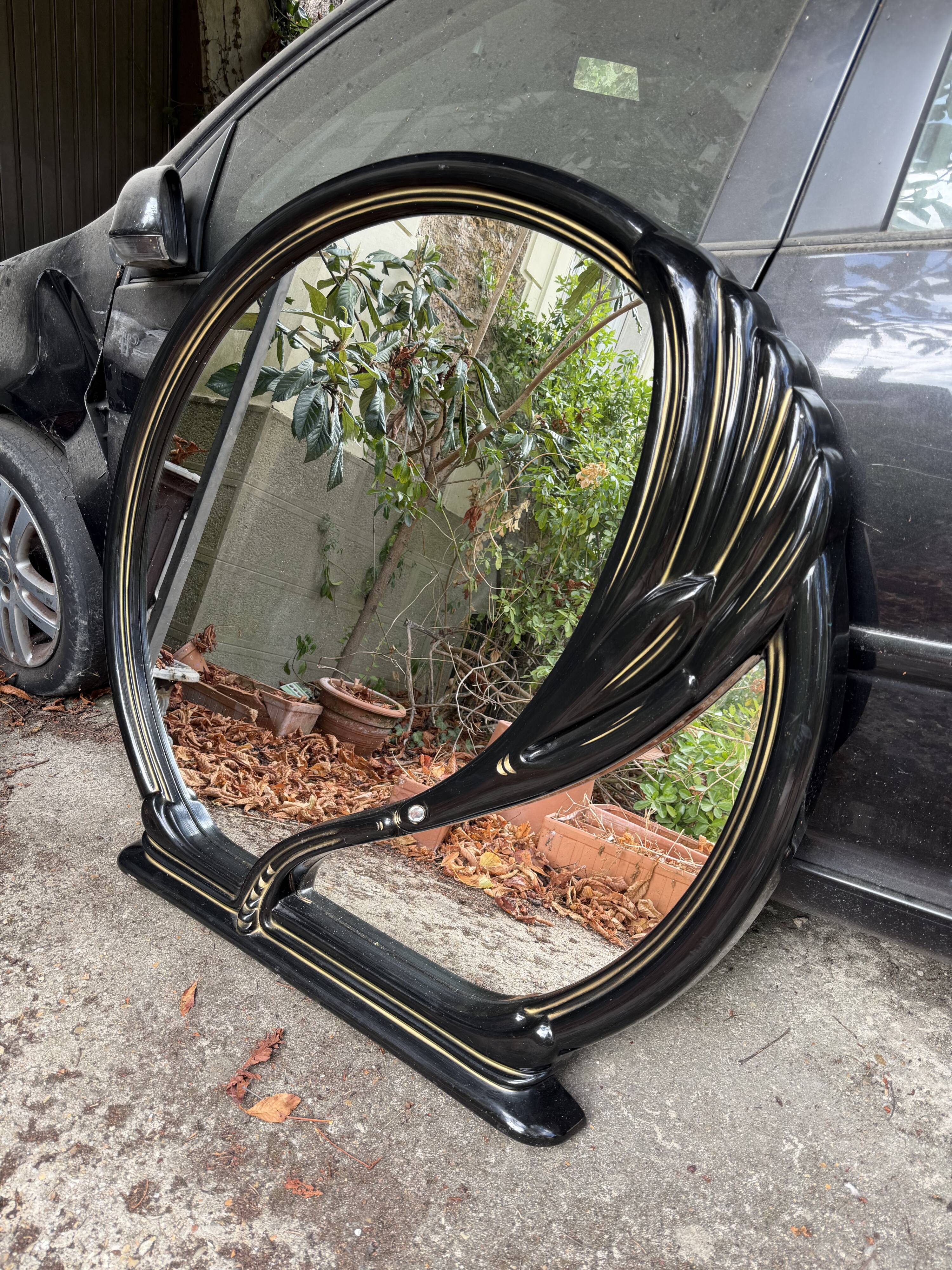 Postmodern "Black Swan" large mirror, 1970s-1980s.