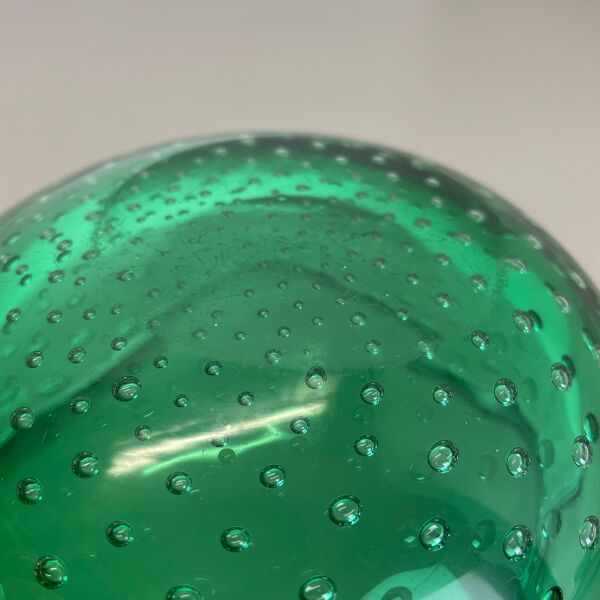 Murano Glass Bullicante « Green » Bowl Element Shell Cendrier Murano, Italie, années 1970