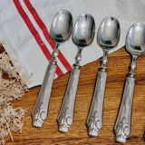 Set of 6 silver-plated fleur-de-lys dessert spoons