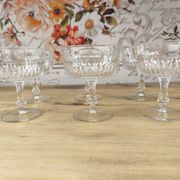 Set of 6 vintage champagne glasses in chiseled glass with flared drinking rim
