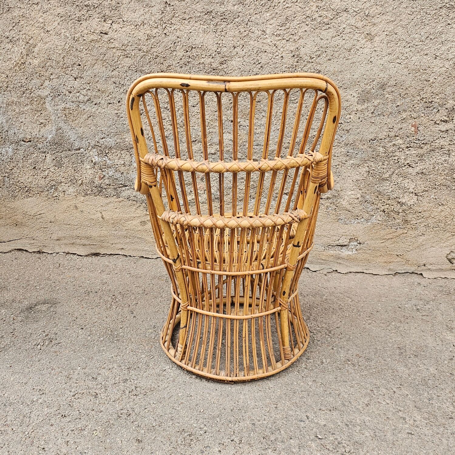Bamboo and rattan armchair 50s Italy