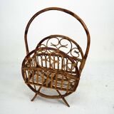 Italian Bamboo & Rattan Magazine Rack, 1950s
