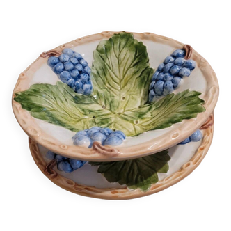 Majolica strainer fruit cup set