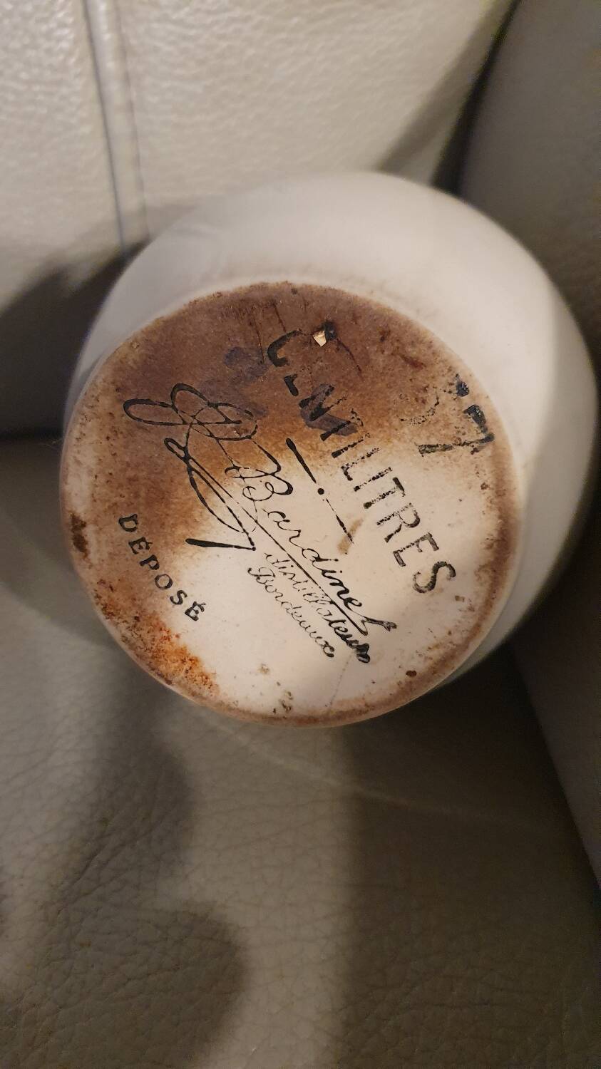 Three glazed stoneware carafes Bardinet distiller Bordeaux