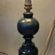 Pair of vintage beech wood lamps in black/grey lacquer.