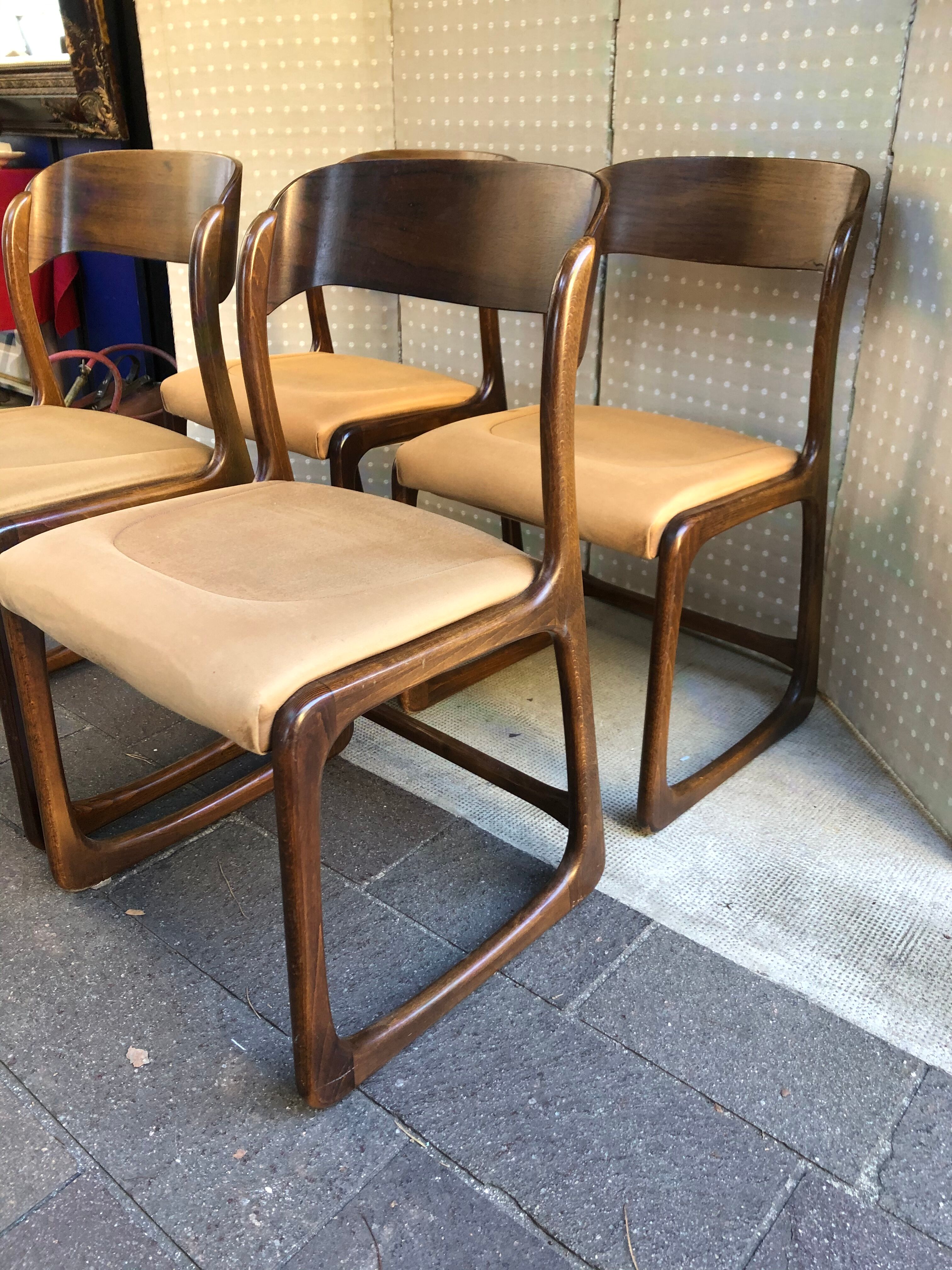 Original Baumann "Sled" series of 4 chairs