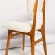 Chaise de salle à manger "Butterfly" style milieu du siècle, bouclé crème clair, Pologne, 1960s