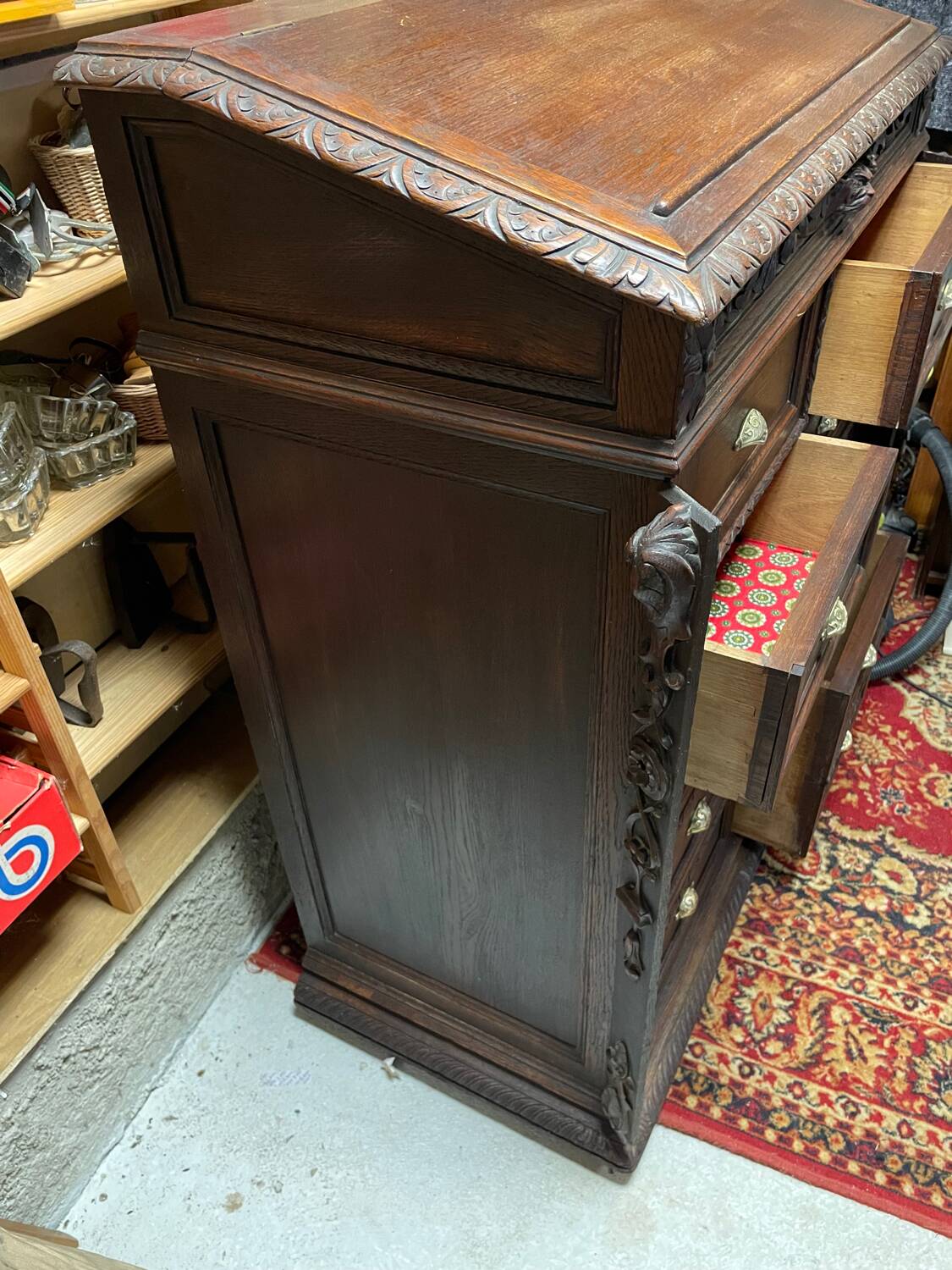 Pupitre meuble écritoire à tiroirs ancien