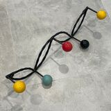 Coat rack hook 5 twisted multicolored balls circa 1960