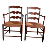 Pair of nursery armchairs, 19th-century Provençal style