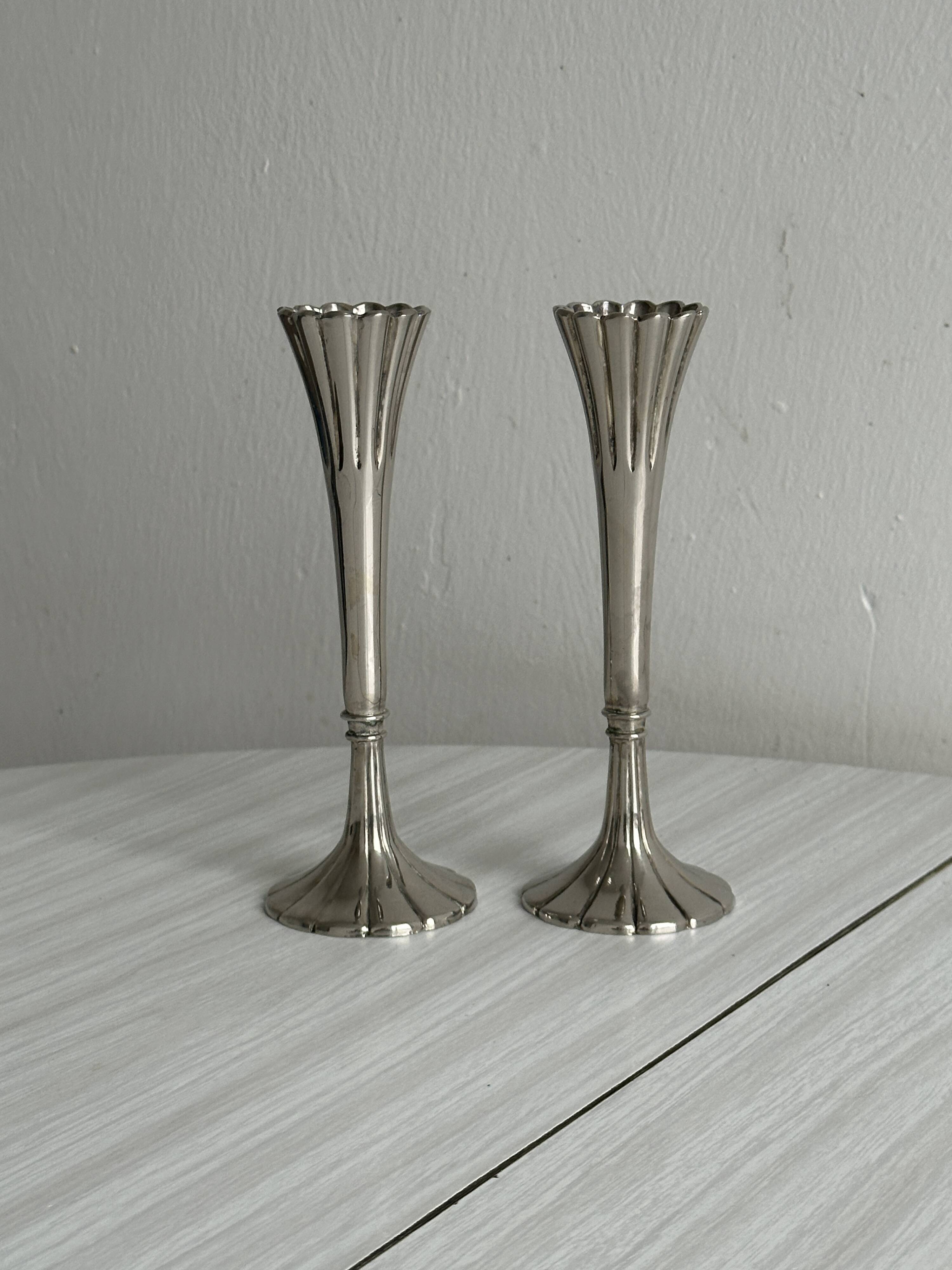 slender chrome metal candlestick