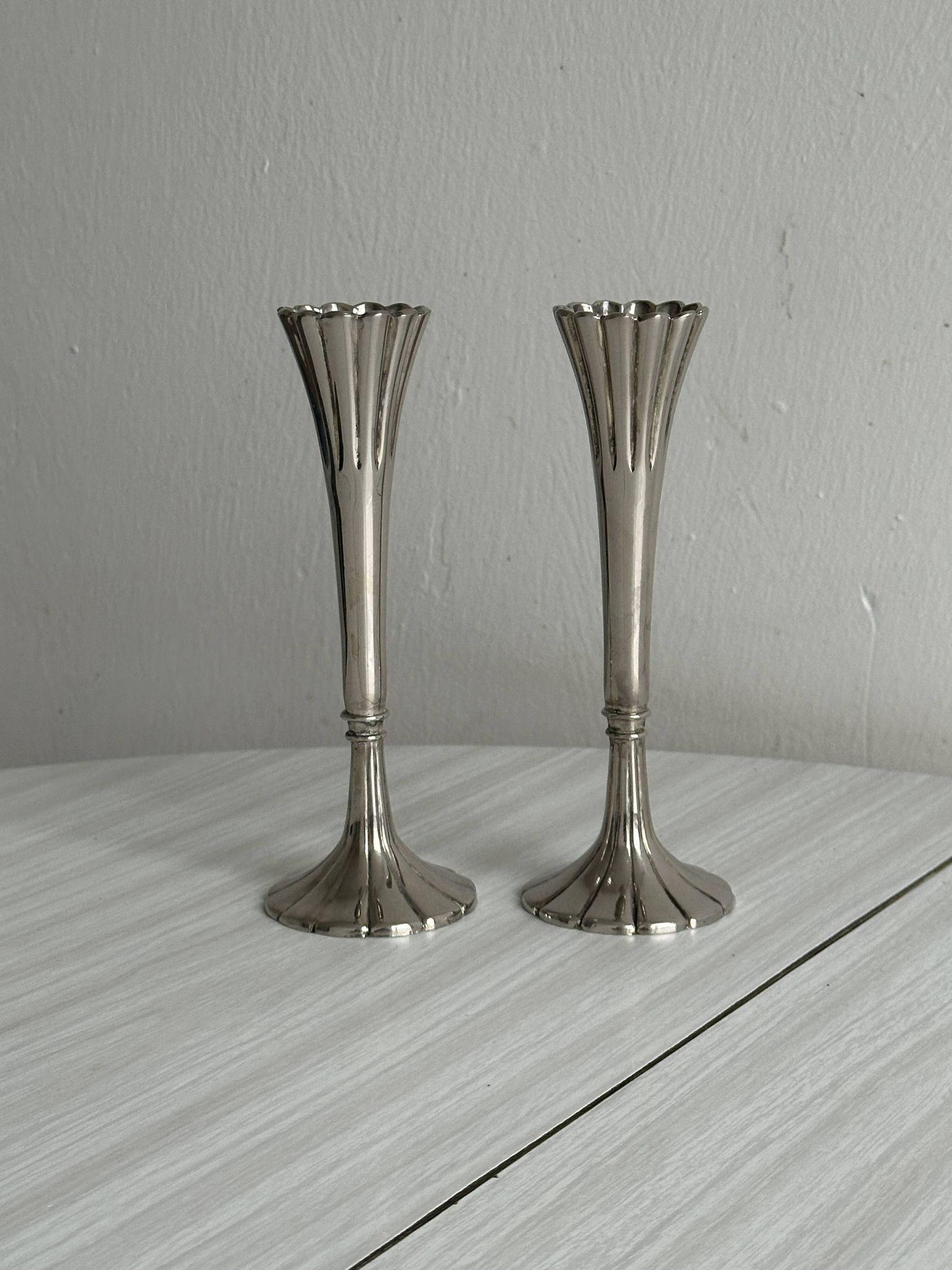 slender chrome metal candlestick