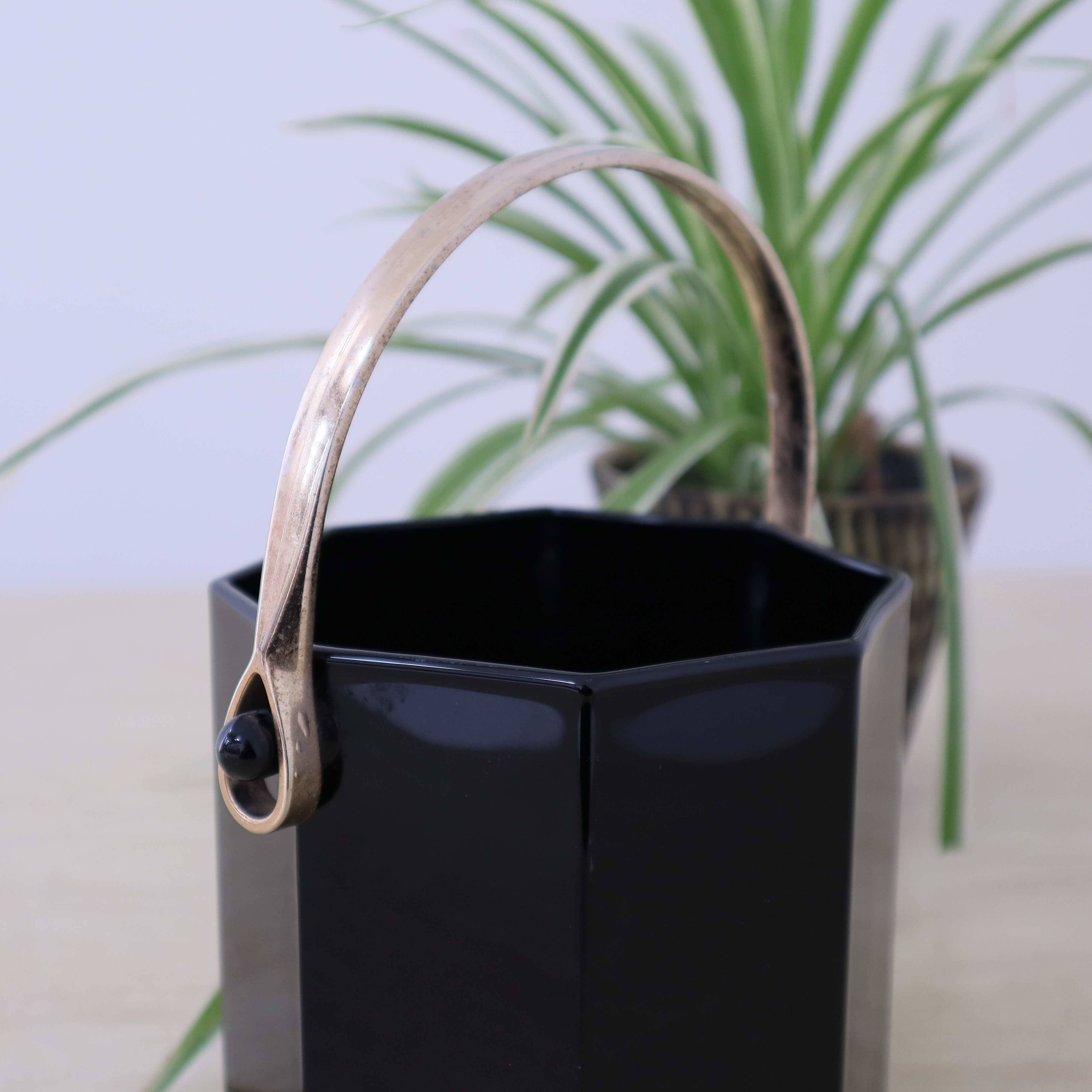 Arcoroc "Octime" black vintage ice bucket