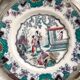 8 polychrome ironstone dessert plates "Canton" Boch Freres Keramis