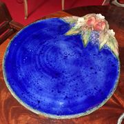Large decorative plate in glazed ceramic signed Laurence Saint-Amour.