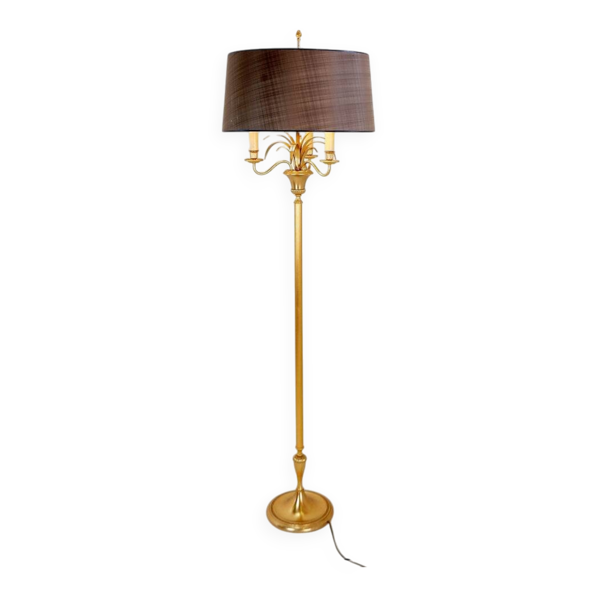 Pineapple Brass Floor Lamp in the Style of Maison Charles, Circa 1970