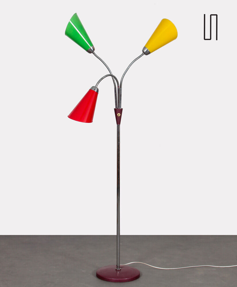 Vintage metal floor lamp published by Lidokov, circa 1960