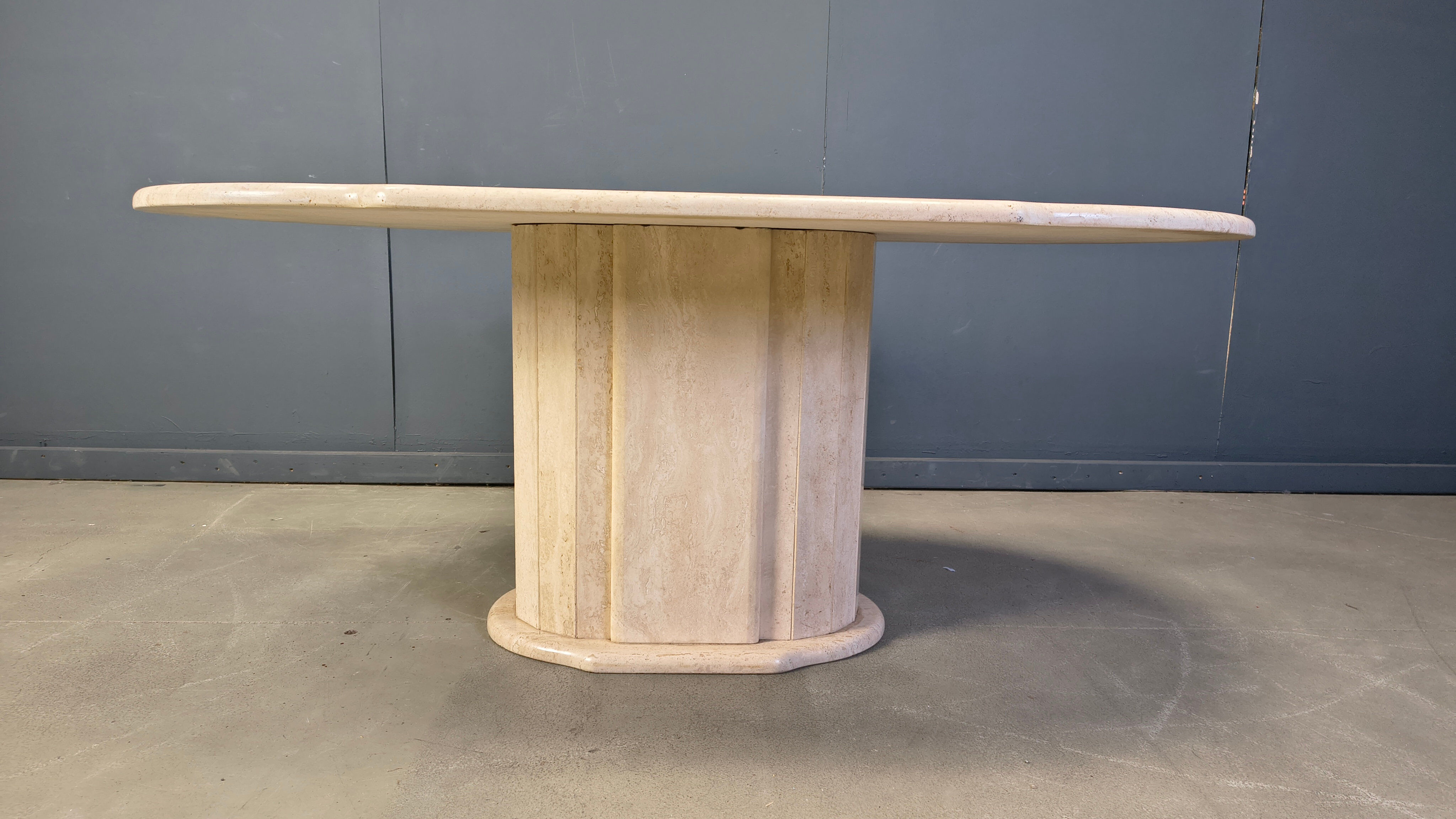 Vintage oval travertine dining table, 1970s