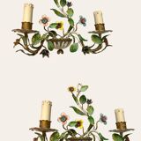 Florentine Tole Flower Sconces, Set of 2