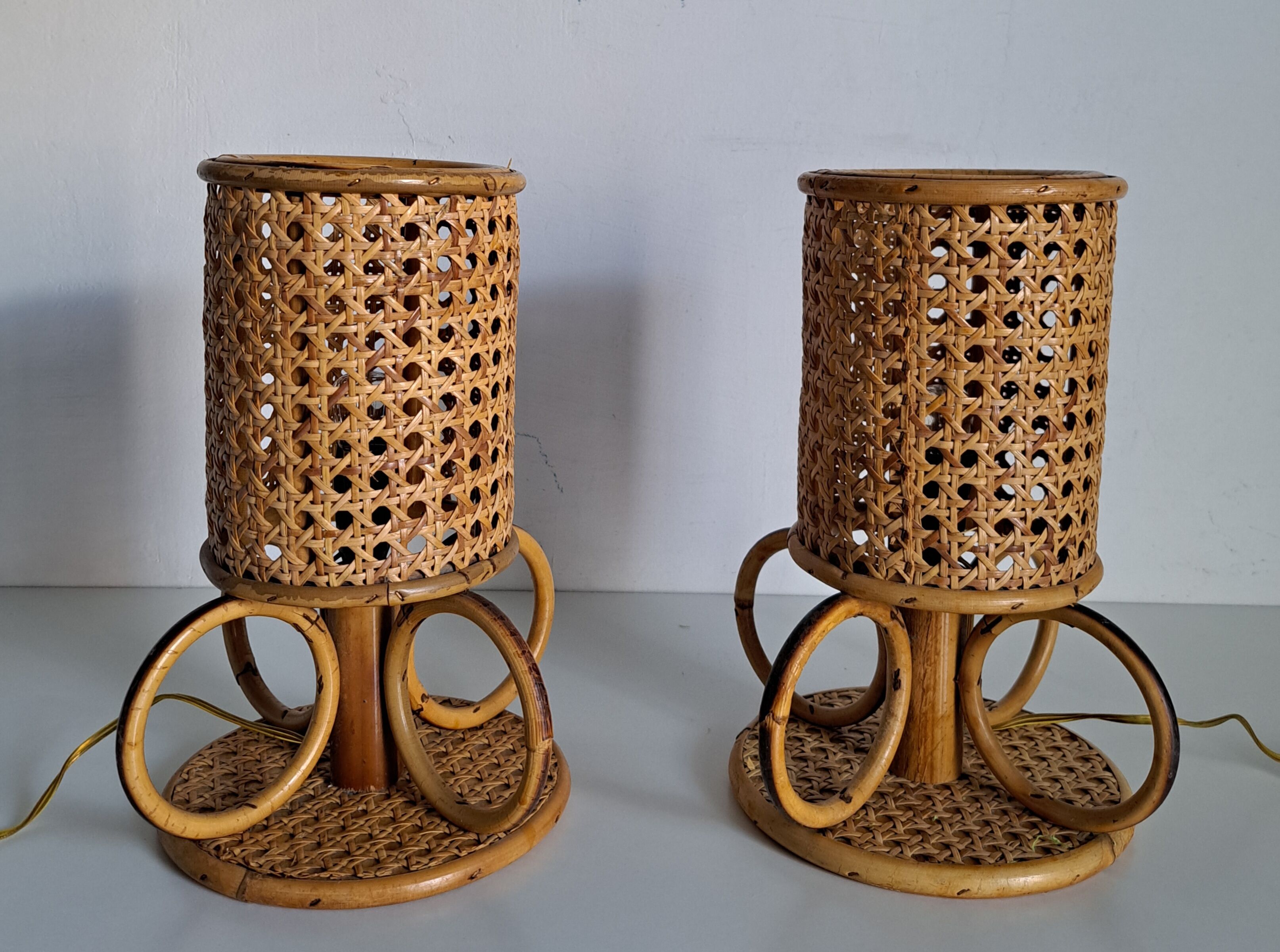 Paire de lampes de chevet bambou