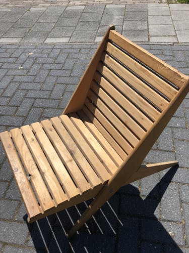 Foldable wooden garden chair from the 70s, Netherlands