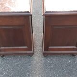 Art deco oak and marble bedside tables