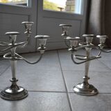 Pair of English silver-plated candlesticks