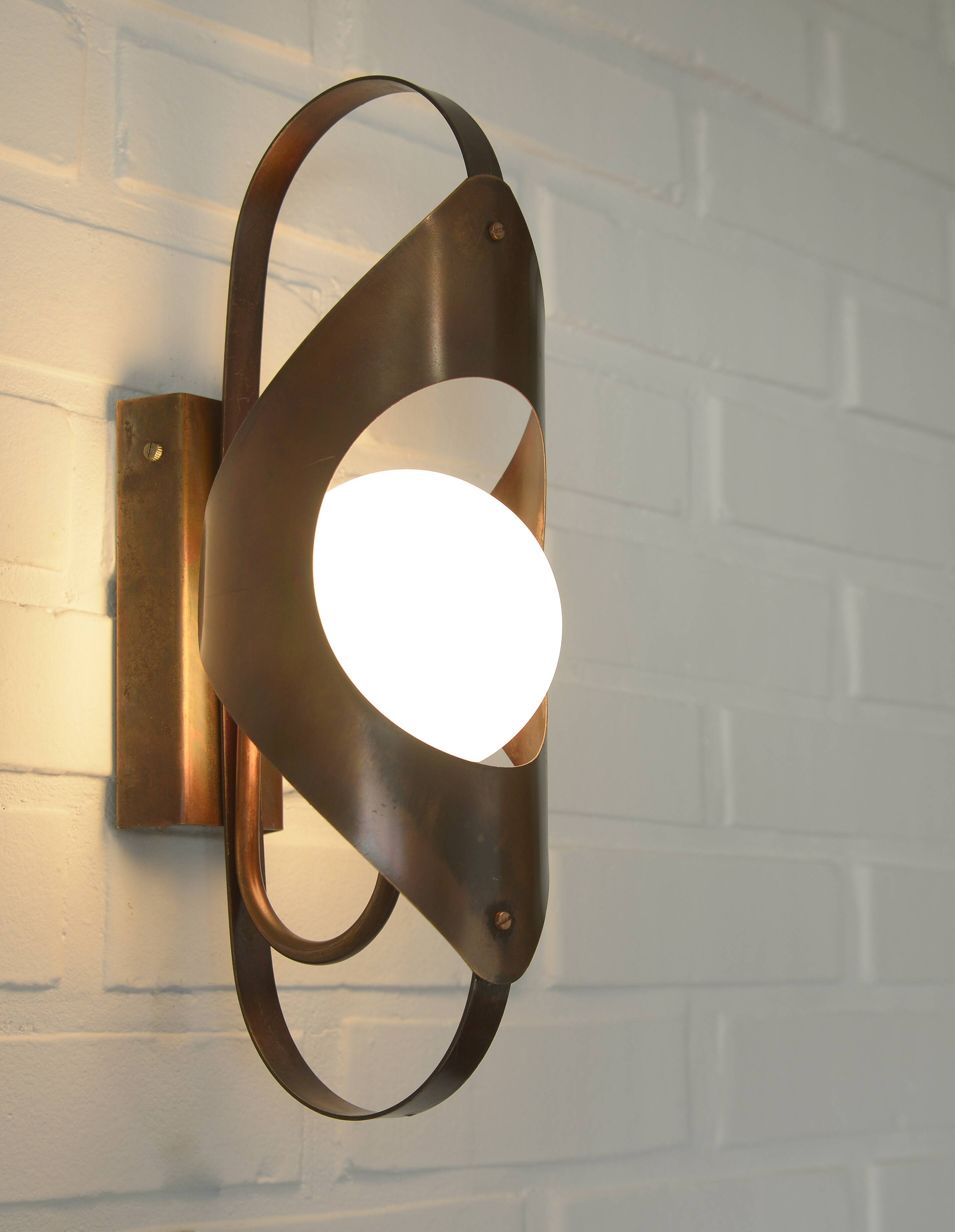 Brutalist sconce vintage wall lamp space age copper lamp 1970 light fixture