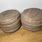 Pair of De Sède patchwork leather poufs