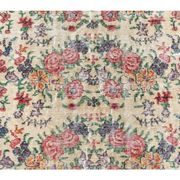 Turkish  Oushak vintage hand-knotted floral green rugs bordered 176x205