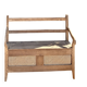 Antique oak solid wood bank with caning.