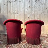 Pair of armchairs - bergères - Napoleon III pouf