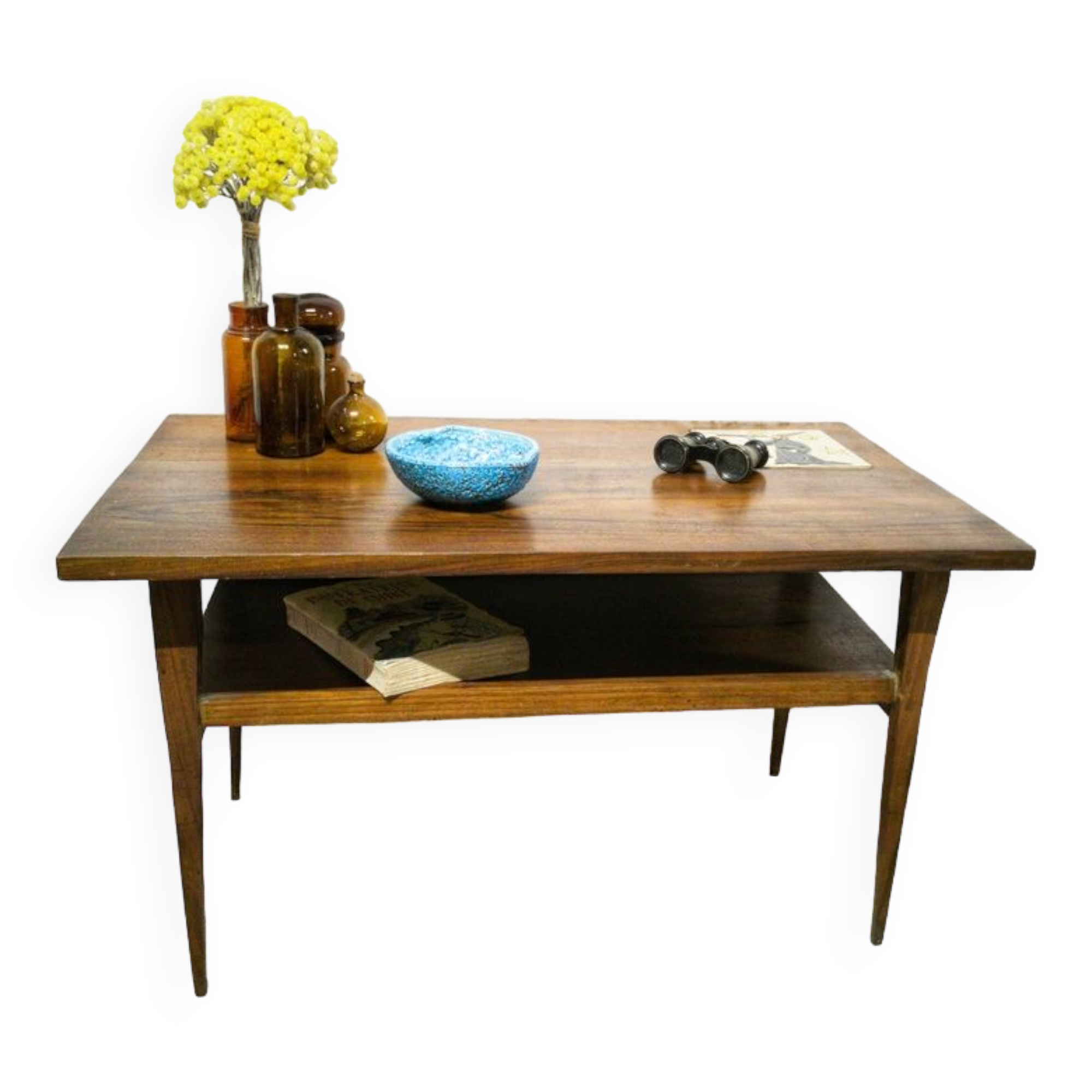 Vintage coffee table double tray