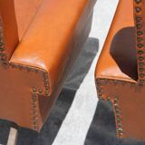 Pair of armchairs in skai, 20th century