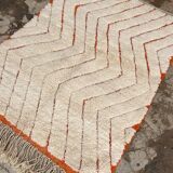 Handmade white wool Berber rug, size 100 x 200 cm