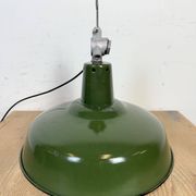 Industrial French Green Enamel Factory Pendant Lamp, 1960s