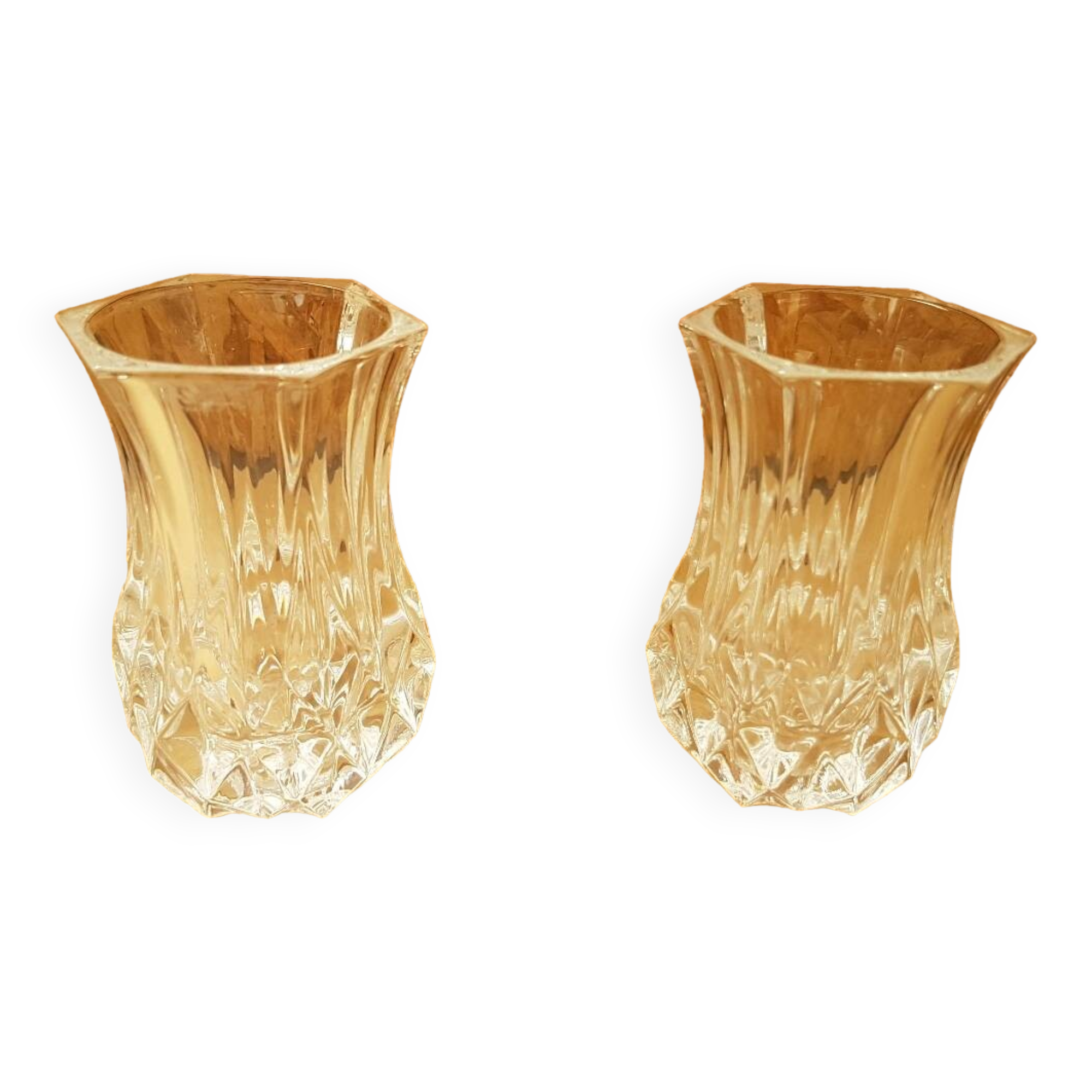 Pair Cristal D'Arques Vase Vintage Cut Crystal #B063