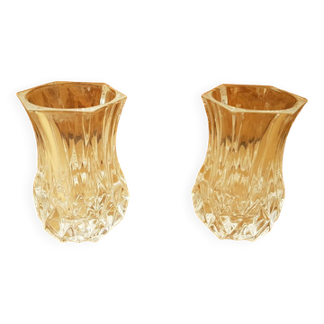 Pair Cristal D'Arques Vase Vintage Cut Crystal #B063