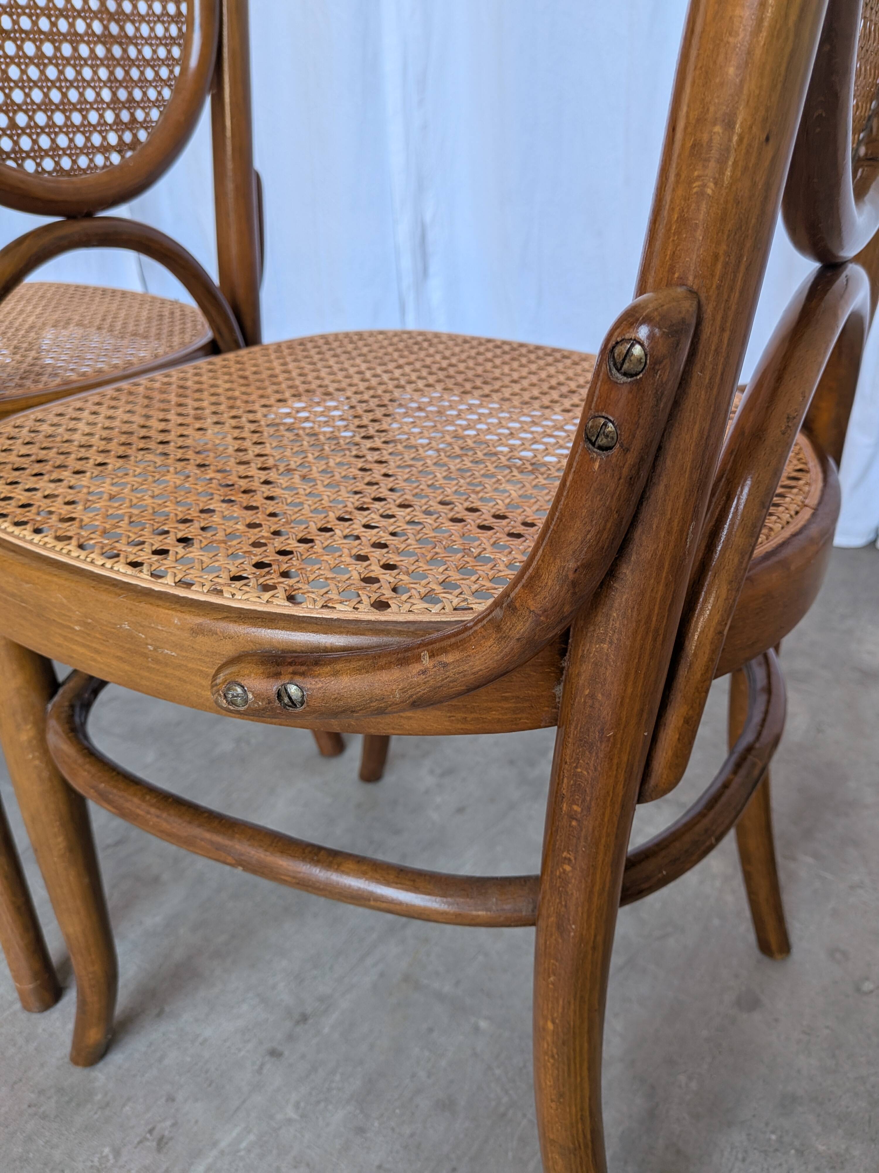 Set of 4 Mid-century Bentwood Cane Dining Chair, Thonet Style, 1970s Yugosl