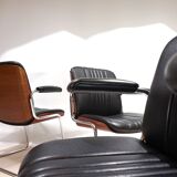 Martin Stoll set of 4 leather dining/conference chairs by Prof. Karl Dittert
