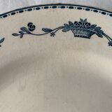 Lot of 8 flat plates and 8 hollow plates in ancient blue salins earthenware